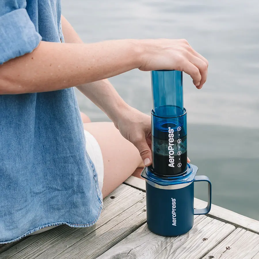 AeroPress Coffee Maker - Clear Blue