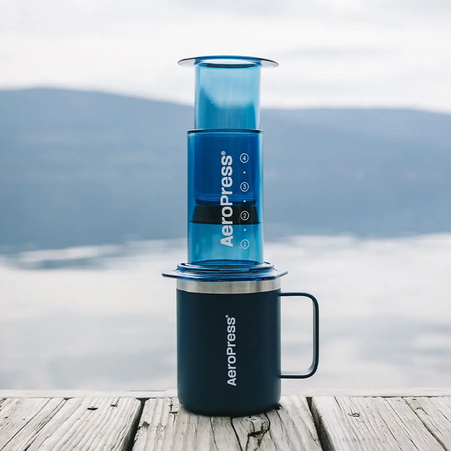AeroPress Coffee Maker - Clear Blue