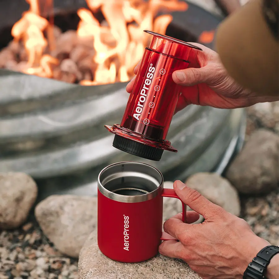 AeroPress Coffee Maker - Clear Red