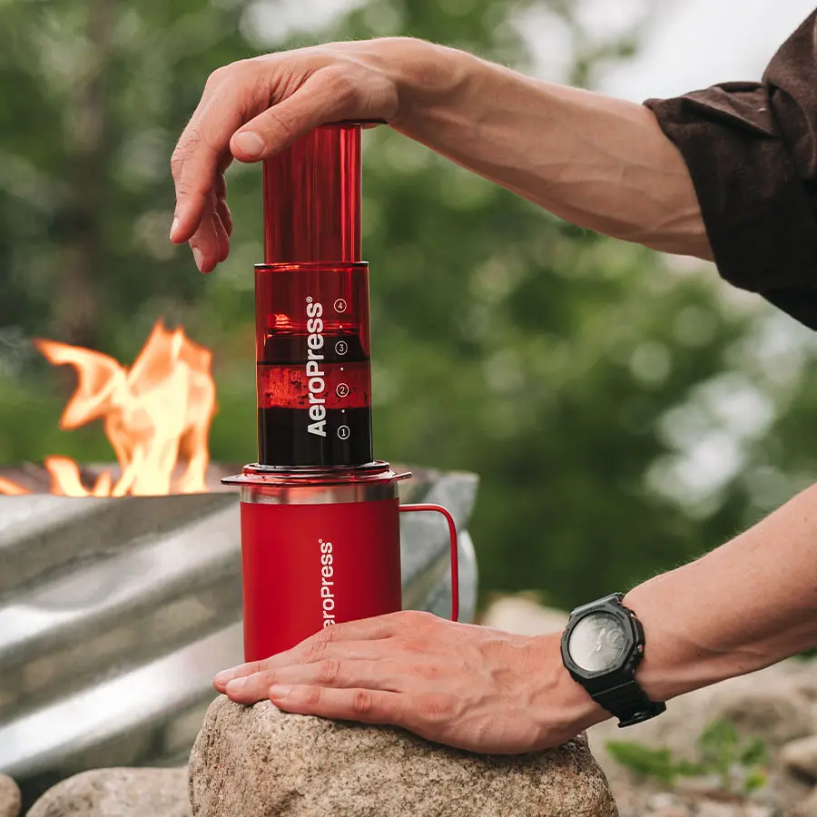 AeroPress Coffee Maker - Clear Red