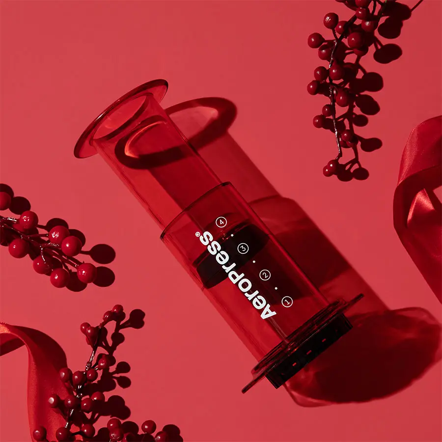 AeroPress Coffee Maker - Clear Red
