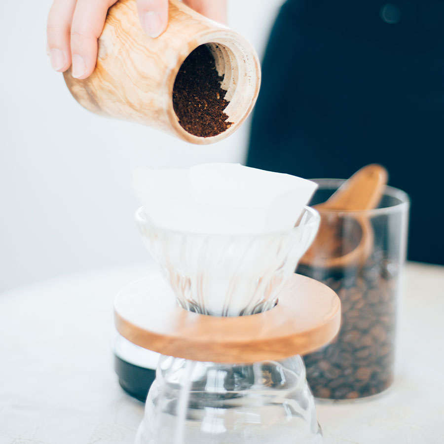 Glass Coffee Dripper V60 01 - Olive Wood