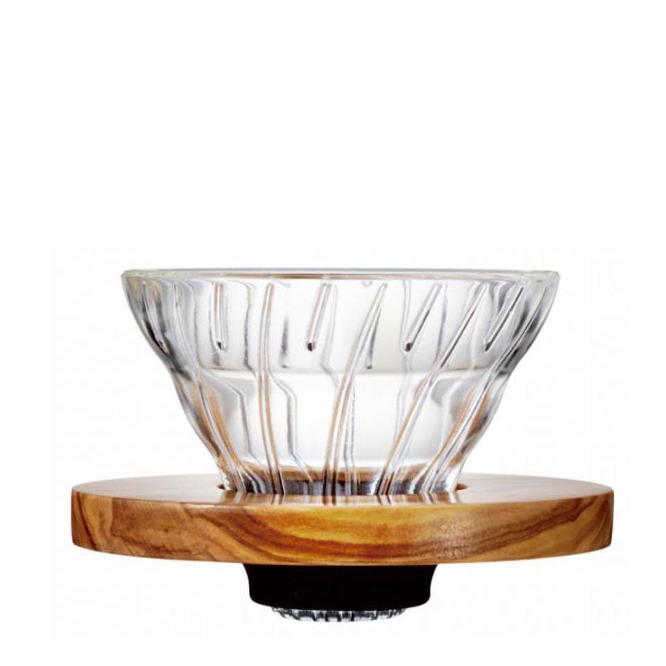 Glass Coffee Dripper V60 01 - Olive Wood