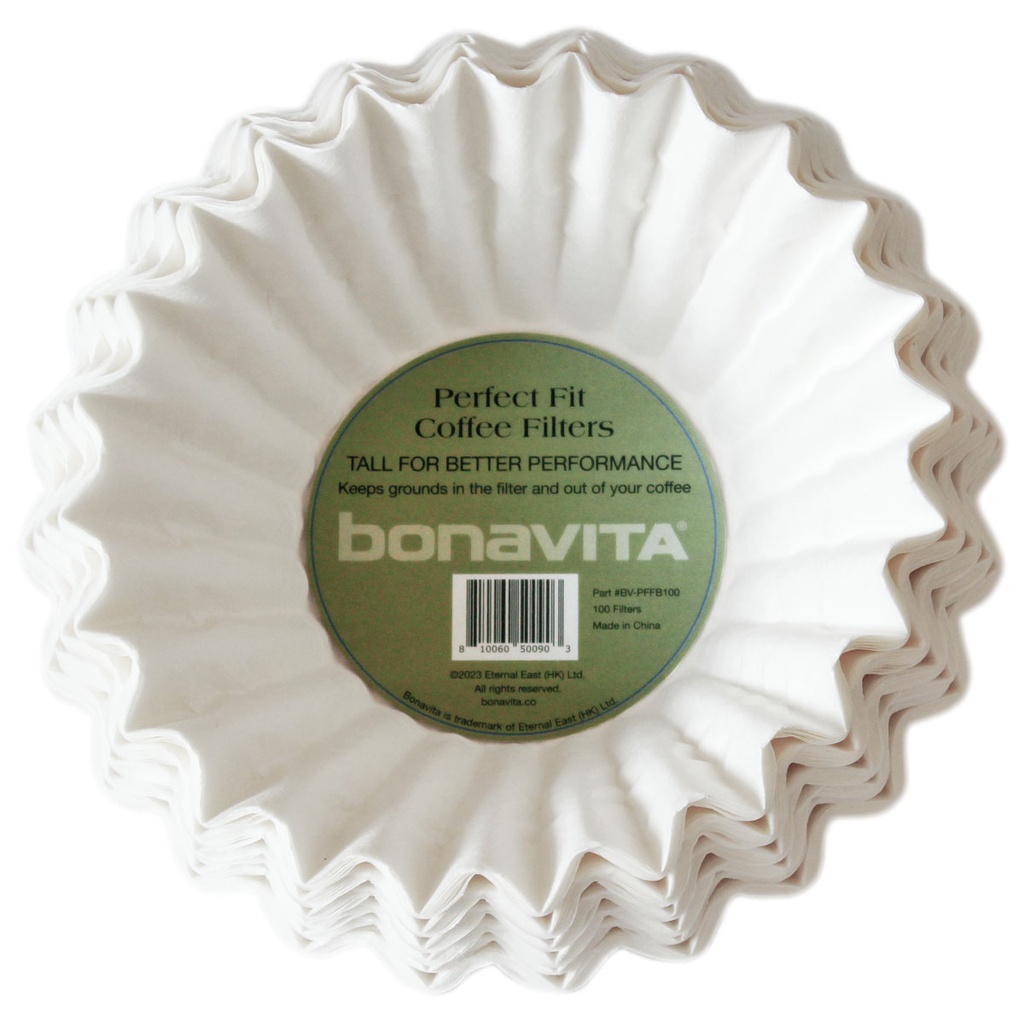 Perfect Fit Coffee Filters for Bonavita Enthusiast 100 Sheets - White